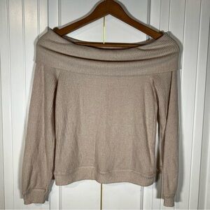 Abercrombie & Fitch Sweater Women's XS Off The Shoulder Ribbed Sweater Cream